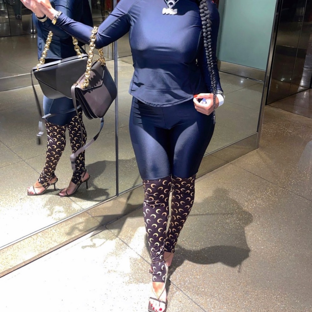 Marine Serre SKIN TRAINING TOP and TROMPE L'OEIL CYCLING-SHORTS LEGGINGS